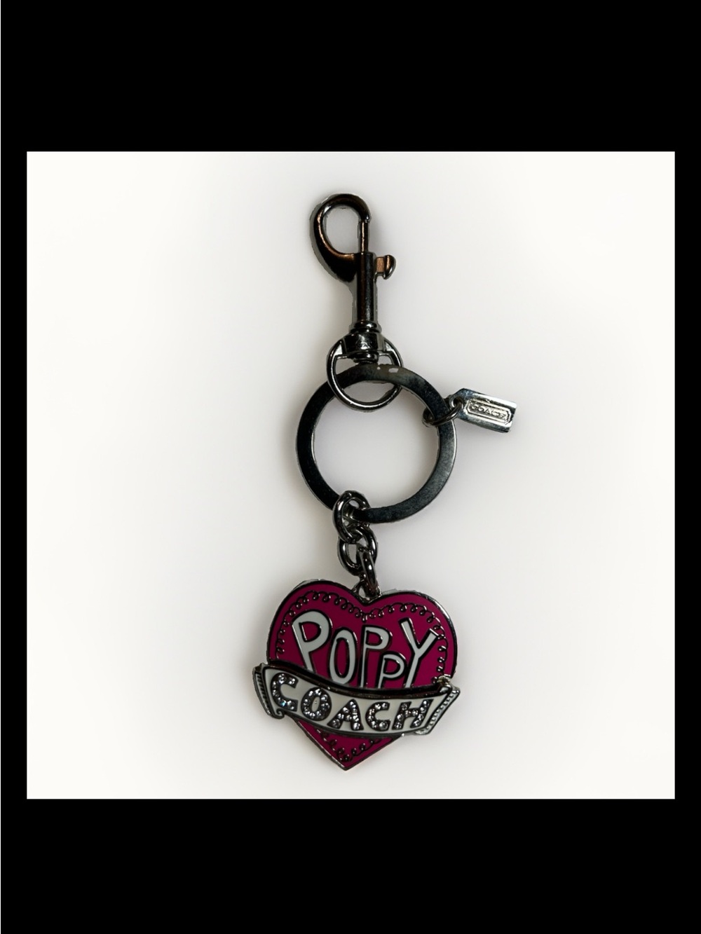 Coach Poppy Pink Heart Pave Crystals Bag Charm, 2009 Style: (#92738)
